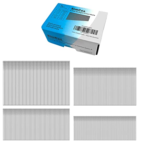 Simcos 16 Gauge Straight Finish Nails,1-1/4", 1-1/2", 2", 2-1/2", Assorted Size Project Pack For Pneumatic, Electric Finish Nailer Or Nail Gun (Galvanized Steel) #TOP29