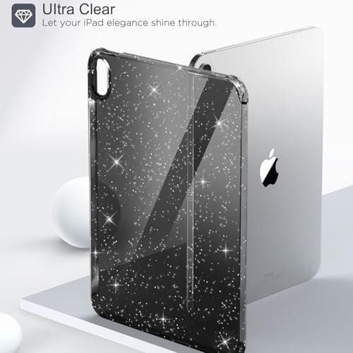 Image of MOCA Case for iPad 6th 5th Generation (iPad 9.7 inch, 2018 /2017), AIR 2 Impact Resistant, Slim, Lightweight Glitter Case (Black, ipad 9.7 inch)