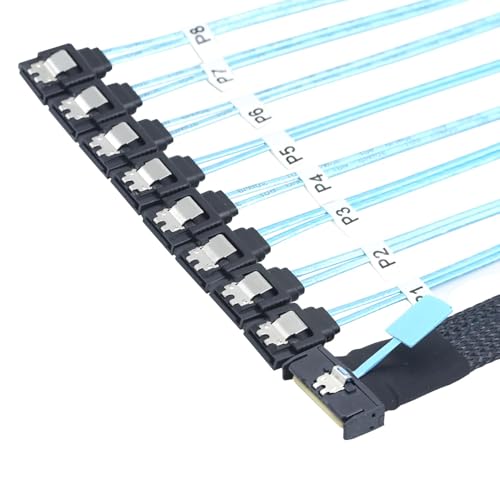 Allowish MCIO 74P 8X 8I SAS SFF-8654 8i PCI-E Ultraport Slimline 5.0 to 8X SATA 7P female Cable (0.5m)