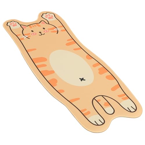 Grand tapis de souris orange Gatuida au design animalier mignon pour bureau