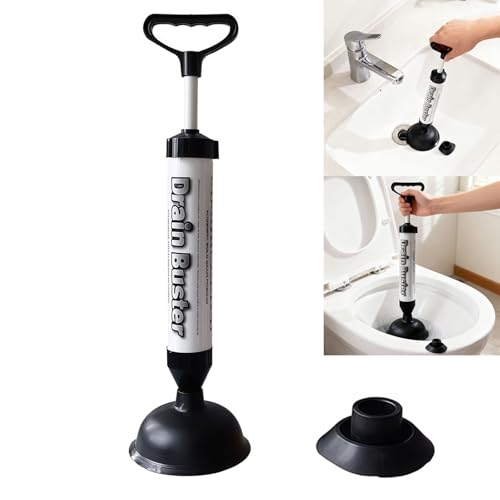 Weiongppy Déboucheur à ventouse avec 2 embouts - Pompe haute pression pour canalisation WC, lavabo, douche et baignoire - Ventouse puissante ergonomique et...