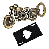 TIANKEYYDS Motorbike Bottle Opener, Vintage Unique Beer Gifts for Men, with 1 Pack Credit Card Size Pocker Cap Opener Set, Airoads Ace Of Spades Bottle Opener, Portable Stainless Steel Can Opener