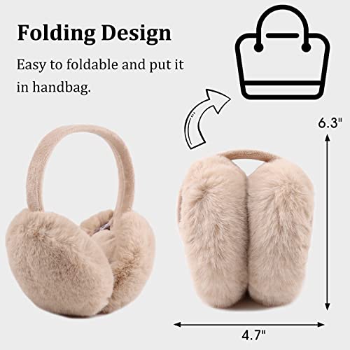 Yuoahcn Women Girls Ear Muffs Fashion Warm Plush Earmuffs Winter Foldable Ear Warmer Windproof Adjustable Earmuff (Khaki) #TOP2