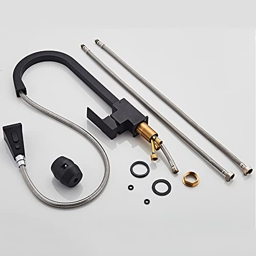 Grifo de cocina extraíble negro con caño giratorio monomando 8
