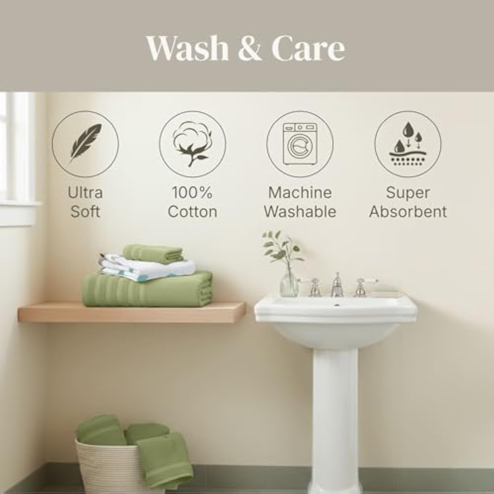 6-Piece Yarn Dyed Organic Vines Towel Set