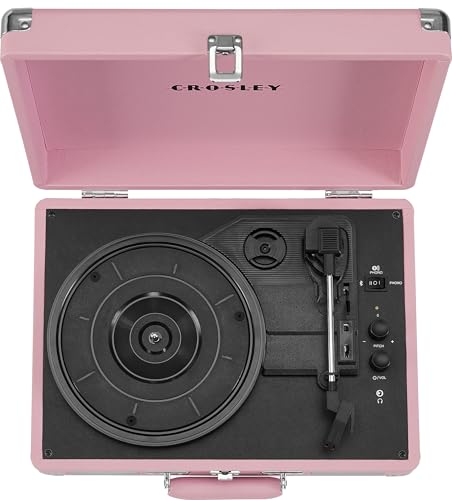Crosley CR8005E-BH Cruiser Plus Vintage 3-Speed Bluetooth in/Out Suitcase Vinyl Record Player Turntable, Blush - Les Beatles, Paul McCartney, John Lennon, RIngo Starr, George Harrison Crosley CR8005E-BH Cruiser Plus Vintage 3-Speed Bluetooth in/Out Suitcase Vinyl Record Player Turntable, Blush – Image 7
