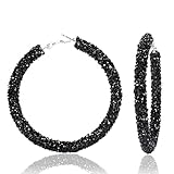 Romlibr Glitter Hoop Earrings for Women Bohemian Sparkle Rhinestone Resin Wrapped Big Hoop Dangle Ea
