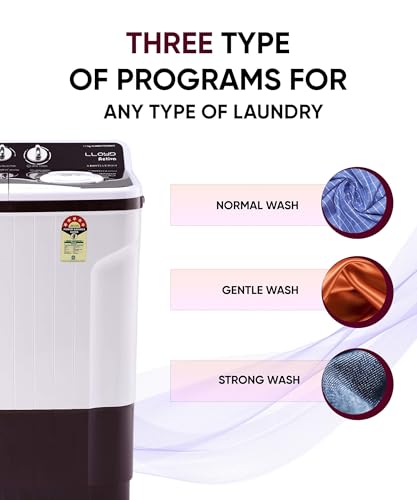 Image of Lloyd 7.5 kg 5 Star Semi Automatic Top Load Washing Machine |1300 RPM | Soak Function | 3 Wash Programs | Swift Dry | Magic Filter, (GLWMS75DDMAC, Dark Maroon and White)
