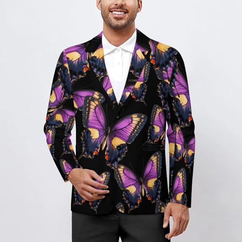 Butterfly Men's Slim Suit Long-Sleeve Prom Tuxedo Classic Two Button Business Jacket2