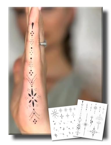 UBICA Semi Permanent Tattoo, 2 Weeks Realistic Henna Small Micro Hand Temporary Fake Tattoos For...