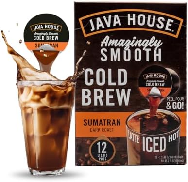 Java House Cold Brew Coffee Concentrate Single Serve Liquid Pods, Sumatran, 12 Count…