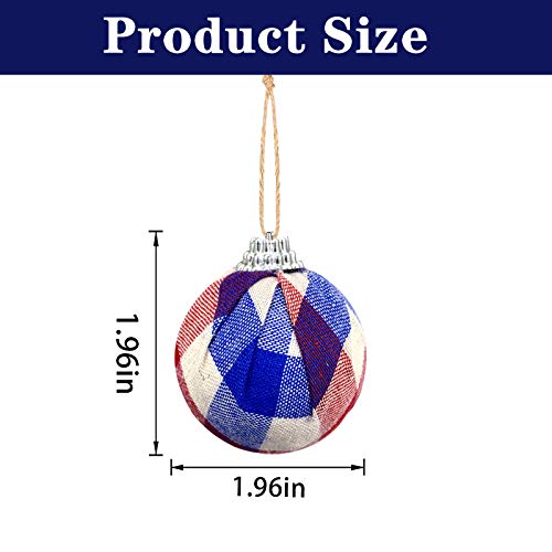 Sfcddtlg 16PCS Independence Day Hanging Ball-4th of July Patriotic Red&Blue Plaid Ball Ornaments Party Décor for Holiday Wedding Tree Decorations(White Blue)