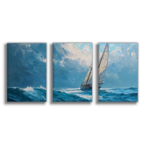Poster sur toile nautique voilier pour créer une ambiance marine apaisante dans la chambre