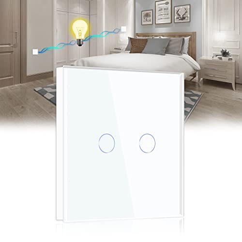 BSEED Touch Light Switch 2 Gang 2 Way, Tempered Glass Panel Light Switches with LED Indicator