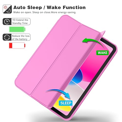 Image of ToaPoia Case for iPad (A16) 11 Inch 2025 /iPad 10th Generation 10.9 Inch 2022, Slim Trifold Stand Protective Cover with Pencil Holder and Soft TPU Back,Support Auto Sleep /Wake (Peach Red)