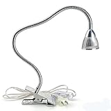 QUANS 5W 5x1W Warm White Clamp Clip on 19inch Flexible Gooseneck High Power LED Desk Table Sewing Study Work Bedside Reading Swing Arm Light Lamp,Ultra Bright Silver 110V US Plug