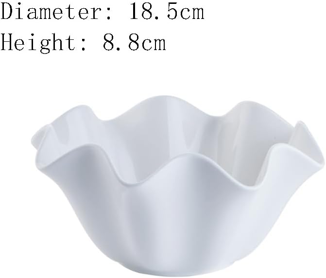 White Ceramic Bowl Rolled Edge Condiment Dish Dessert Fruits Vegetables Salad Tableware