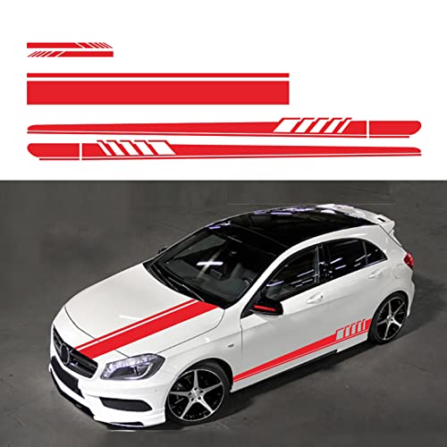 BLAJR Racing remsor bildekalset, 5 stycken, vinyldekoration för backspegel, motorhuv, dörr, universell för bil, SUV, lastbil (röd)
