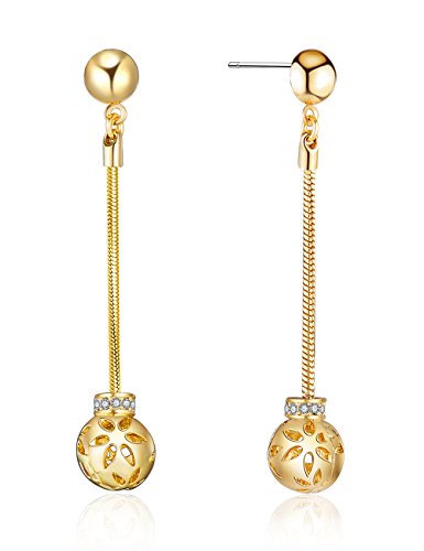 XZP Small Ball Drop Earrings for Women Rhinestone 92.5 Sterling Silver Pin Gold Plated Earring Gift