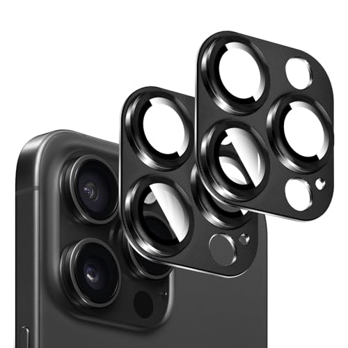 Kucheed 2PCS Camera Lens Protector for iPhone 12 Pro One-Piece Metal Aluminum with 3D Texture Designed Decoration Anti-Scratch Full Protection Back Camera Cover