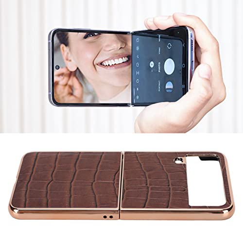 Rankomu Galaxy Z Flip4 Läderfodral med Repbeständig Nanoplätering
