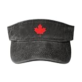Haebfsl Canadian Maple Leaf Sun Visor Hat for Men & Women Adjustable Open Top Cap, Lightweight Uv Protection Visor Black