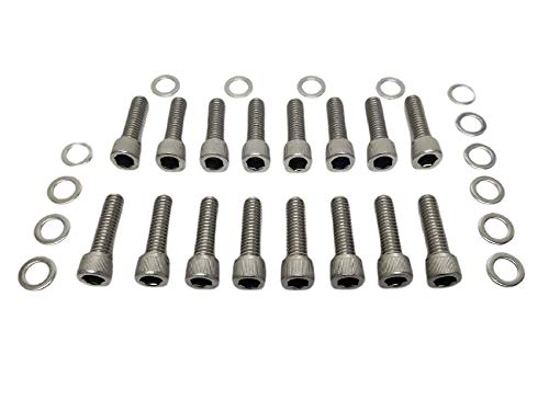 Z Whip Bbc Stainless-Steel Intake Manifold Bolt Kit 3/8-16 1-1/4” Bolts Compatible With Chevrolet V8 Big Block V8 Engines 1958-2000 348 366 402 409 427 396 454 502 7.4L Tbi Vortec #TOP1