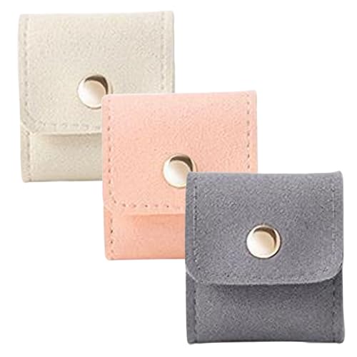 3 bolsas de joias de viagem, portátil, dobrável, mini estojo de viagem com 4 bolsos e fivela para anéis, colares, brincos, pulseiras