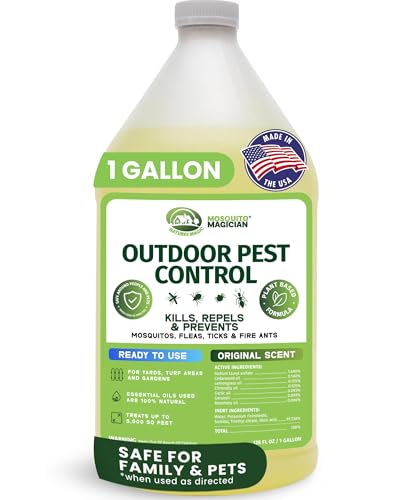 Mosquito Magician Ready-to-Use Mosquito Yard Spray 1 Gal (original scent) – Kills Mosquitoes, Fleas & Fire Ants, Repels & Prevents Ticks – Essential Oil Formula for Sprayers, Foggers & Misting Systems