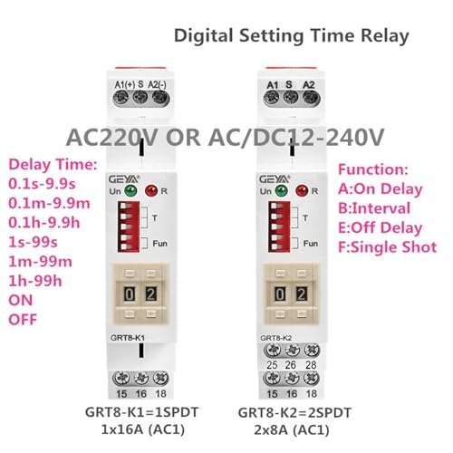Relé de tiempo digital GRT8-K1 evita fallos eléctricos programando el retardo a 230V 7
