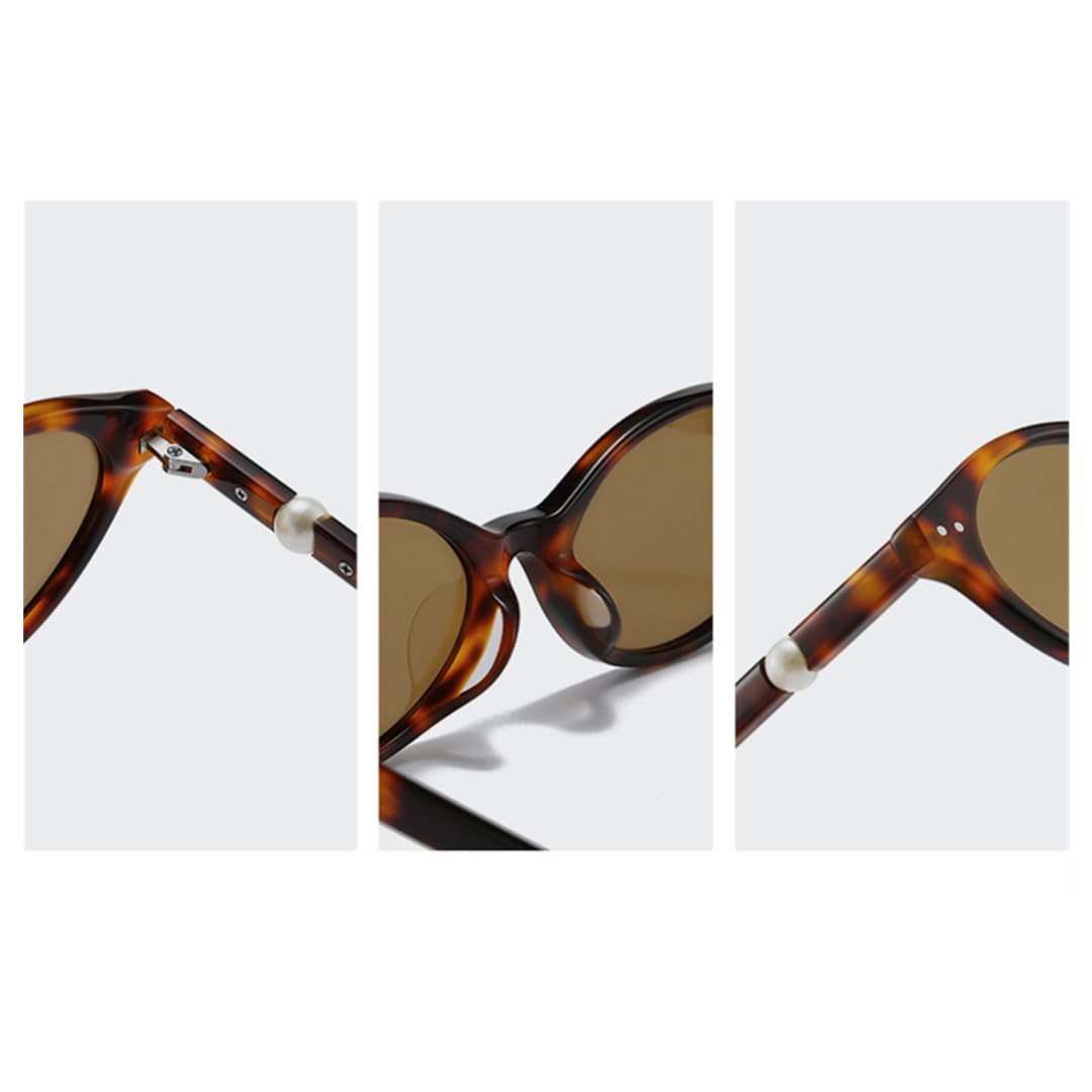 Occhiali da sole ovali alla moda in acetato con protezione UV400 per attività all'aperto.