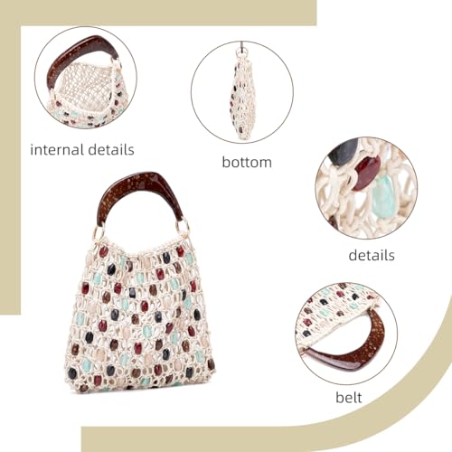 Bolso Hobo de Crochet Boho para Mujer Ligero y Colorido miniatura 4