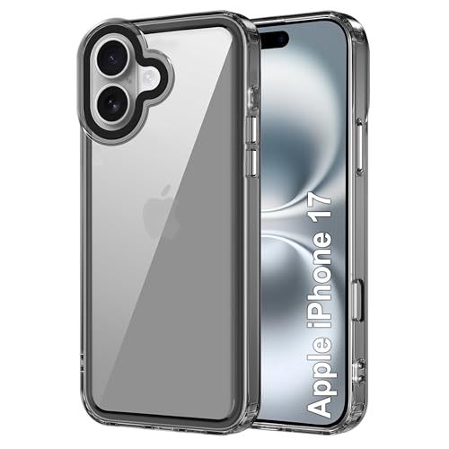 Image of amazon basics Back Case Cover for iPhone 17 | Compatible for iPhone 17 Back Cover | Case Cover with Camera Protection | (TPU + PC | Translucent Black)