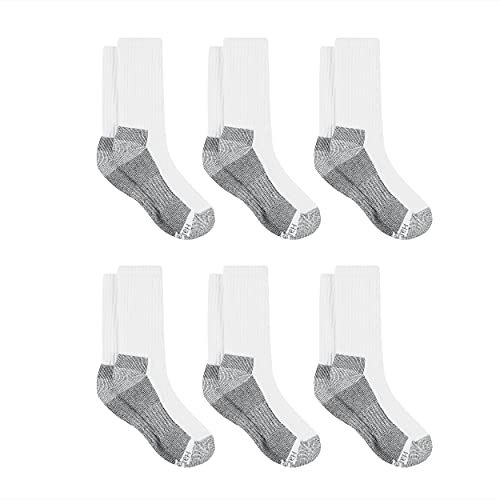 Hanes Men's Work, Cushioned Crew, Moisture-Wicking Socks & Odor Control, Black & White, 6 & 12 Pack Available4