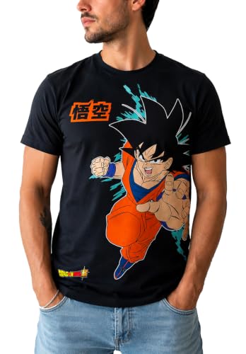 Image of Dragon Ball Z DBZ Sangoku Men's T-Shirt Black Goku Official Licensed Round Neck, Black, S