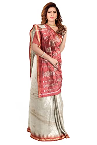 Image of Odisha Sambalpuri Handloom Ikat Women's Cotton Saree, Odisha Handloom Handmade Pure Cotton Khandua Saree, Ikkat Orissa Traditional Handloom Saree Without Blouse