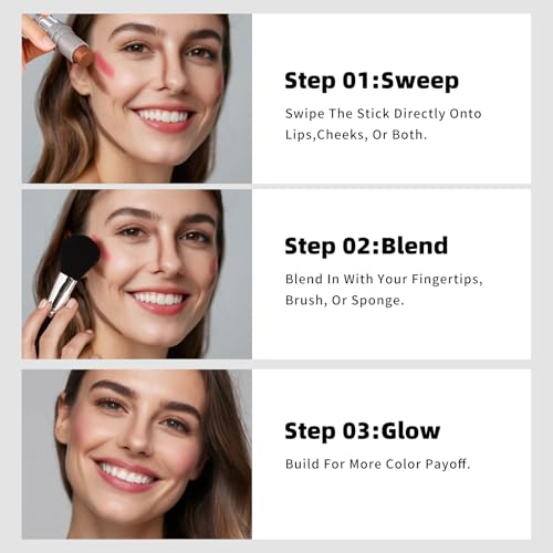 KIMUSE Cream Contour Stick Duo, Cream Blush Stick, Bronzer Shaping Stick, Creamy, Highly Pigmented, Long Lasting, Vegan Face Make Up Sticks 3PCS