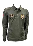 abbigliamento militare roma Polo Aeronautica Militare da uomo a maniche lunghe in cotone piquet dedicata alle Frecce Tricolori. Patch 