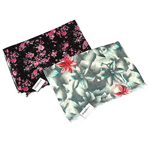 Image of Women's Trendy floral Printed Rayon Stoles Multicolour (Pack of 2)