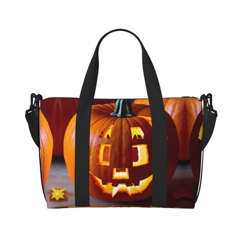 fall pumpkin print Gym Bag for Women,Carry on Weekender Overnight Duffle Bag,Personal Item Tote Bag