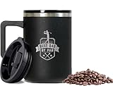 Best Dad By Par Mug for Him - Triple-Wall Stainless Steel Travel Tumbler with Handle & Ceramic Lid - Gift for Dad & Father In Law on Christmas, Birthday or Father's Day - 16oz Black