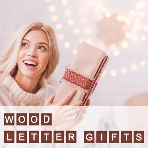 Fiwochic 300 Pcs Maroon Wood Letter Tiles DIY Wooden Tiles for Crafts A-Z Wood Letters Spelling Replacement Pieces for Crafts Spelling Board Games Wedding Frame and Wall Art by Fiwochic - Used condition - Image 6