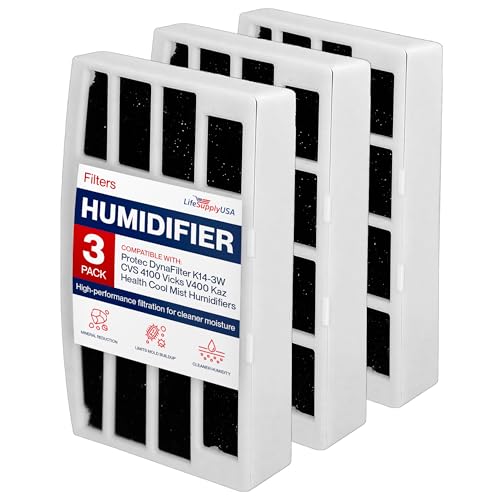 LifeSupplyUSA Humidifier Filters Compatible with Protec DynaFilter K14-3W CVS 4100 Vicks V400 Kaz Health Cool Mist Humidifiers