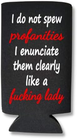 I Do Not Spew Profanities Funny Slim Can Cooler - Funny Spiked Seltzer Drink Accessory Gift Ideas for Women (Black) image 5