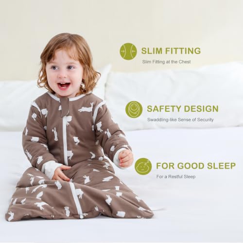 Image of Baby Sleep Sack 3.5 TOG Cotton Bunny M | 100% Cotton thick winter baby sleep sack with detachable sleeves, gentle on baby's skin, warm cozy sleep comfort for 6-18M