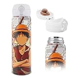 Anime Piece Water Bottle with Straw, Vacuum Insulated Cosplay Stainless Steel 17oz Cup Thermoses with Locking Cover Leak-Proof Design (WB-HZW LF-B)
