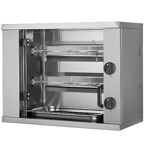 MBH - Asador de Pollos Industrial a gas MINI de 2,3,4 Espadas para Hostelería. Horno Asador Profesional de Tamaño Pequeño para 6, 9,12 pollos - MADE IN SPAIN (2 Espadas)