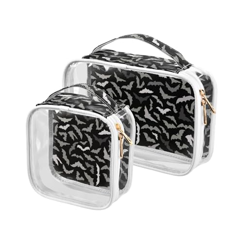 Halloween Bats Clear Makeup Bags Pack TSA Approved Toiletry Bag
