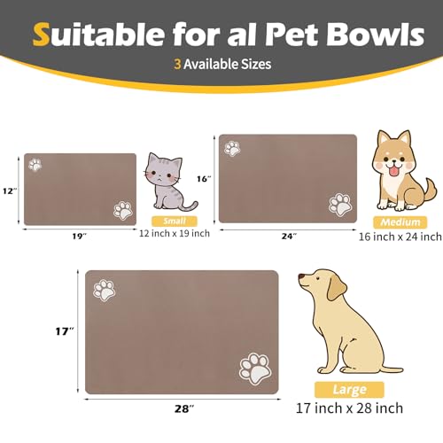 Pet Feeding Mat-Absorbent Dog Mat for Food and Water Bowl-Dog Accessories Pet Supplies-Dog Water Bowl for Messy Drinkers-No Stains Quick Dry Dog Water Dispenser Mat - Image 3