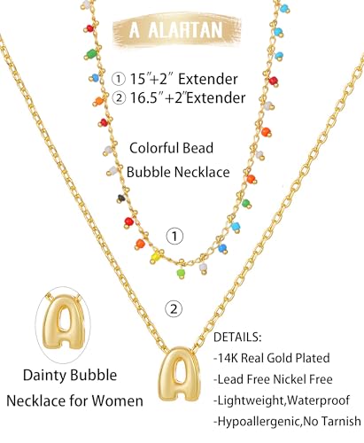 Initial Necklace for Women Dainty Colorful Bead Layered Letter Necklace Personality Initial Necklace Trend Beach Choker Necklace for Women Jewelry Gifts4